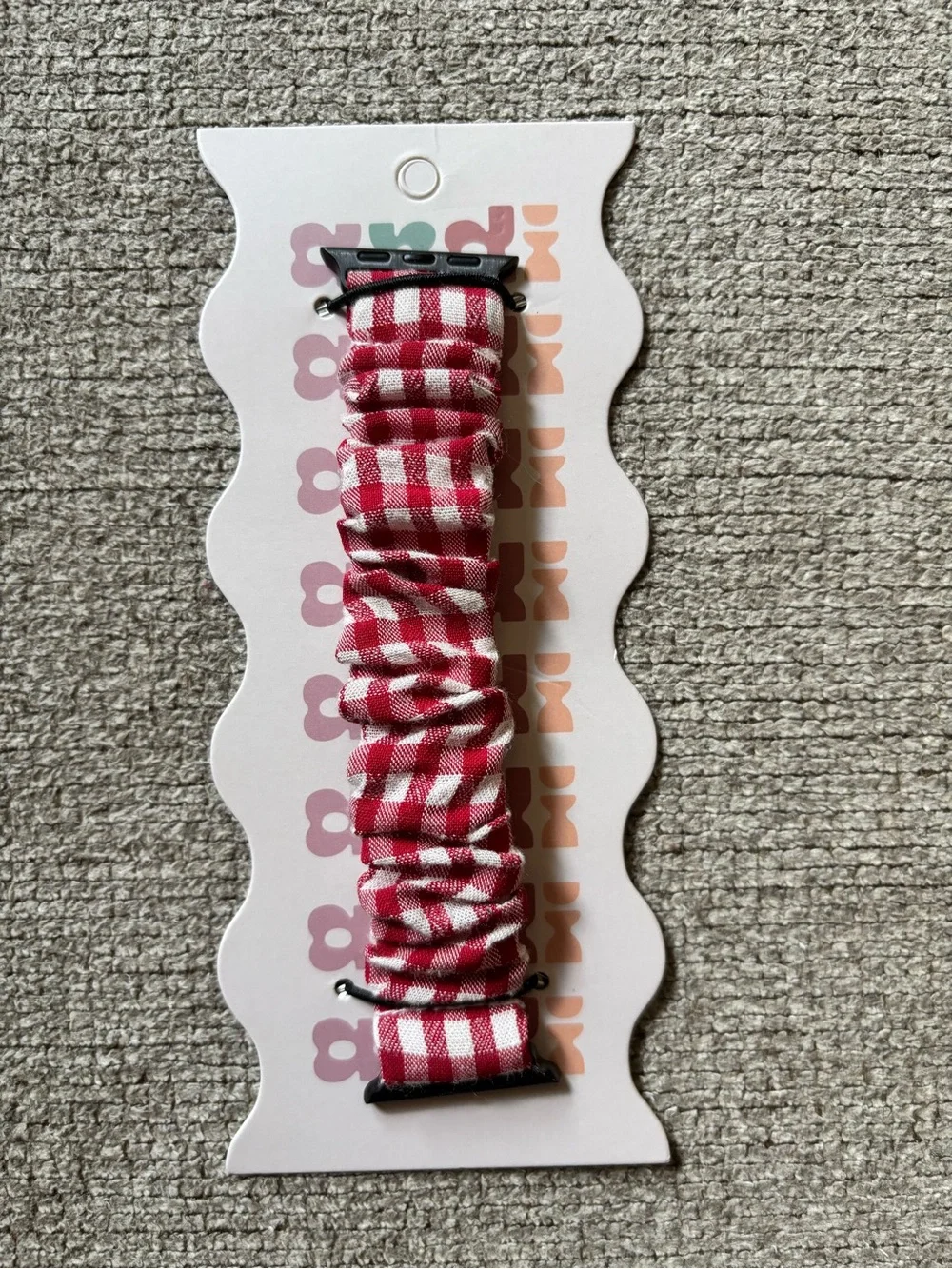Andi Red and White Scrunchie Apple Watch Band